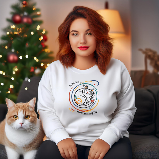 KARMA CAT PURRING (Classic Unisex Crewneck Sweatshirt | Artistic Matisse-Inspired Design)