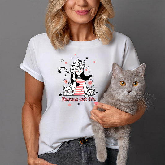 RESCUE CAT LIFE (Unisex Heavyweight Crewneck T-Shirt)